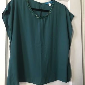 Emerald Green Short Sleeve Blouse